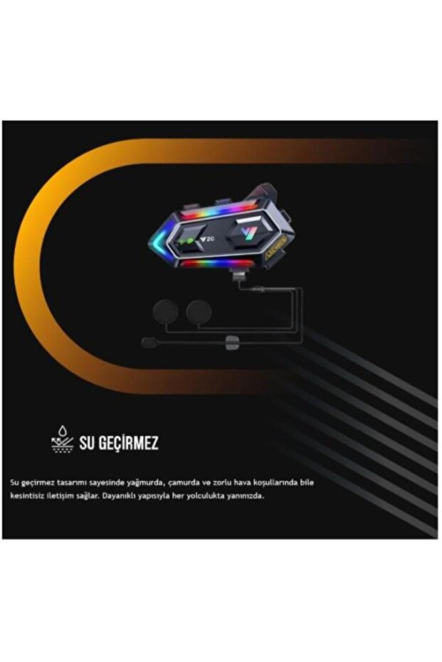 Time&Tech Y20 RGB Kask ıntercomu Kask İçin Bluetooth Kulaklık - 7
