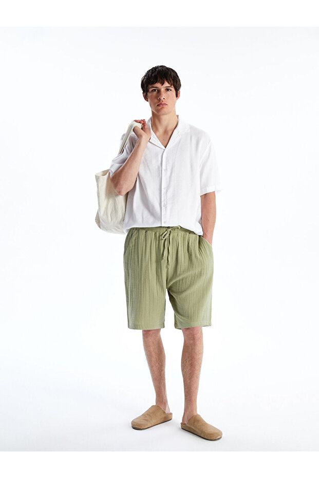 Özmarka New Season Comfortable Fit Men's Muslin Shorts