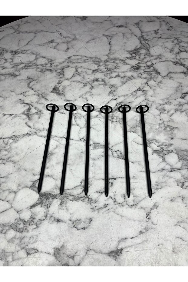 Home 6’lı Halkalı Çadır Kazığı - 25 cm, 8 mm Siyah Mil Çelik