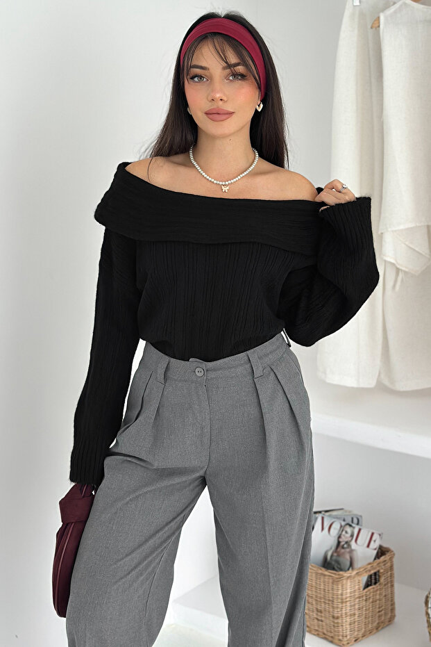 Women's Red Off-Shoulder Knitwear – Bold & Feminine Winter Style