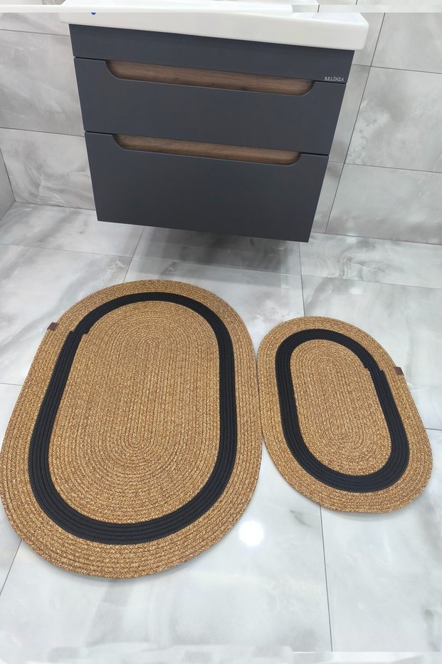 Gng Home Jute Rope Double Toilet Front Mat and Bathroom Mat Rug Carpet