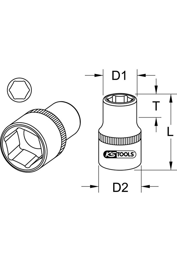 Cap clichet hexagonal 17mm, 1/2", CHROMEplus - 2
