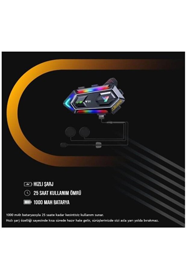 Time&Tech Y20 RGB Kask ıntercomu Kask İçin Bluetooth Kulaklık - 6