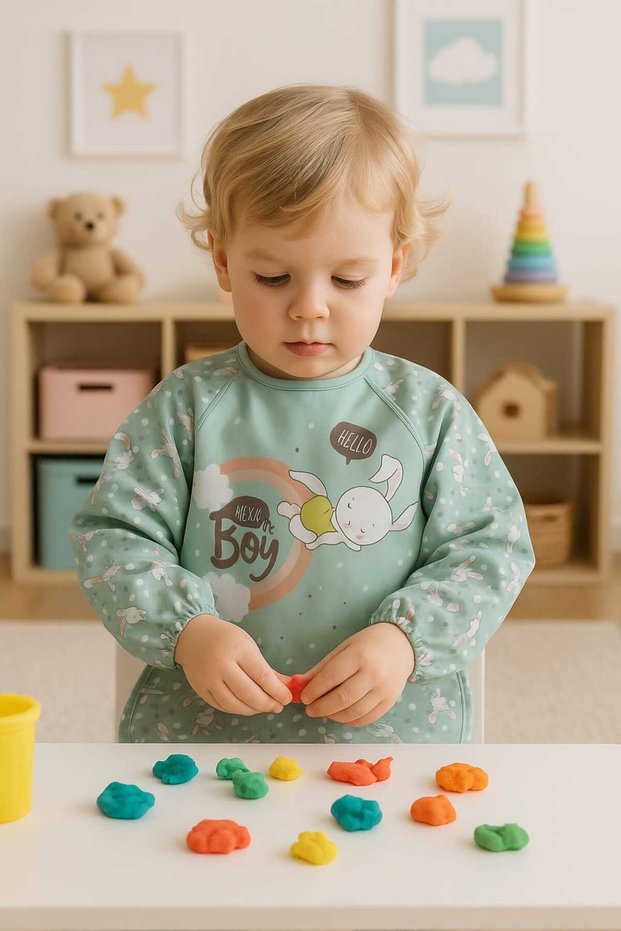Unisex Baby 0-36 Months Long Sleeve Activity Hobby Food Bib with Pockets