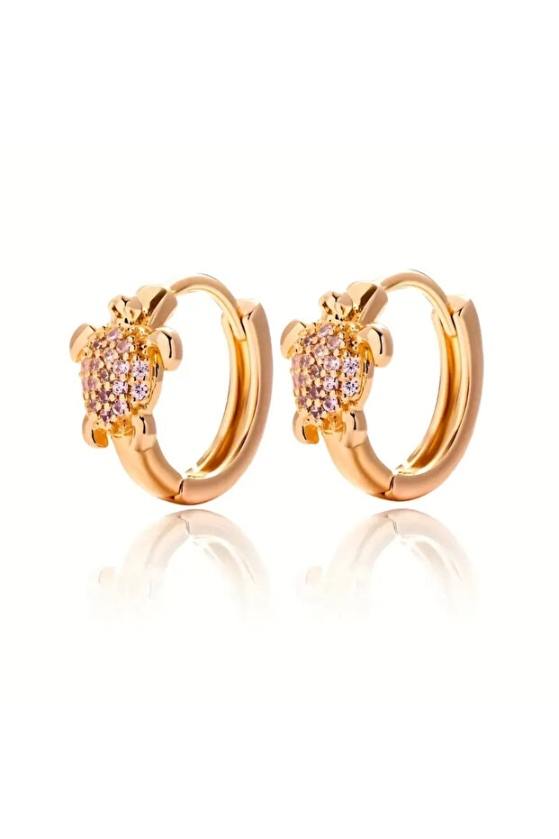 Gold Color Women's Mini Turtle Earrings