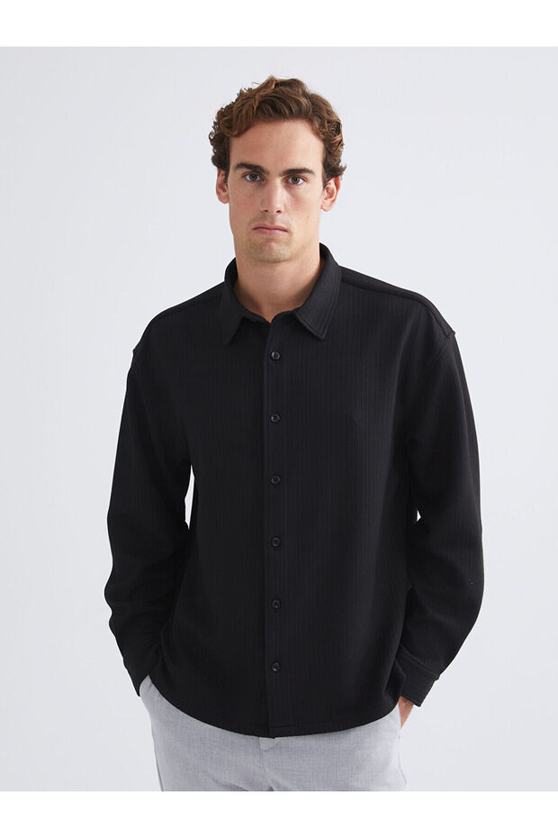 Lcw Vision Black Comfortable Mold Long Sleeve Men's Shirt