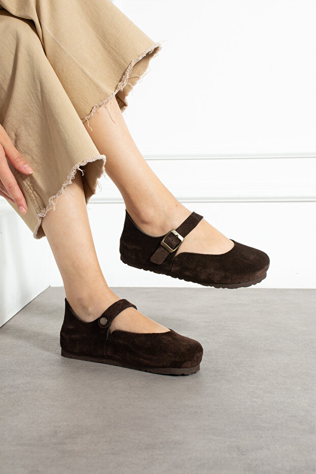 Ottawa Genuine Leather Cork Sole Orthopedic Women's Ballet Flats