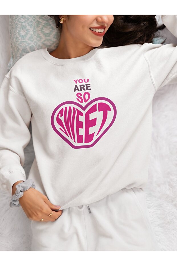 You Are so Colorful Printed Crew Neck Sweatshirt