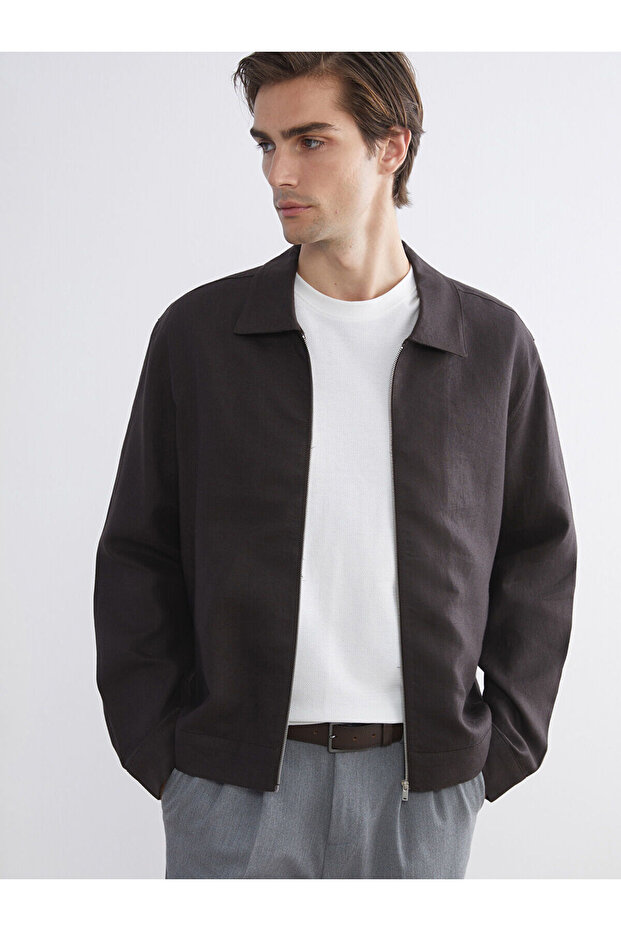 Ozmarka New Season Shirt Collar 100% Linen Men's Jacket