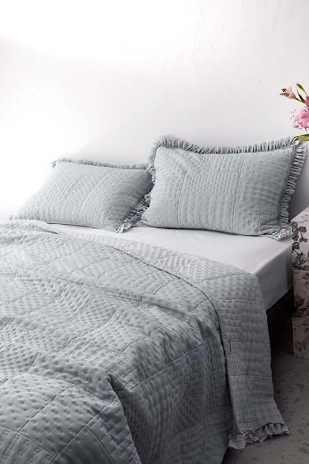 Yeni Sezon Medus Çift Kişilik Yatak Örtüsü - İndigo - İNDİGO - 2