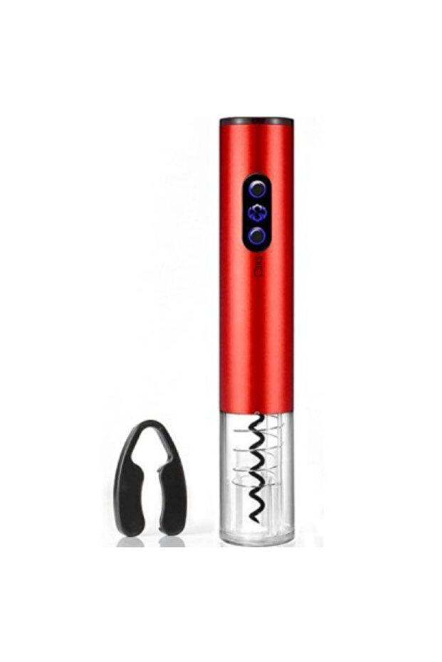 Electric Corkscrew, With Foil Cutting Accessory, Battery Powered, Easy to Use, Red - 1