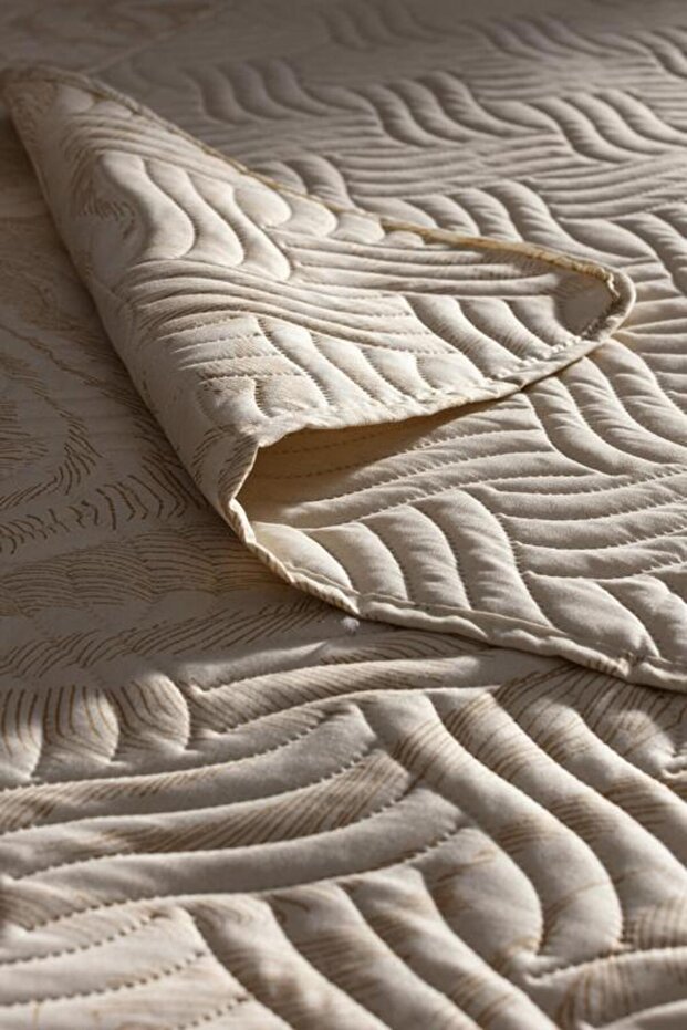 Yeni Sezon Coyan Çift Kişilik Baskılı Yatak Örtüsü - Bej - BEJ - 6