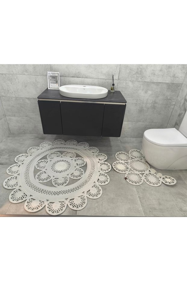 Gng Home Jute Rope Round Double Toilet Front Mat and Bathroom Mat Rug Carpet