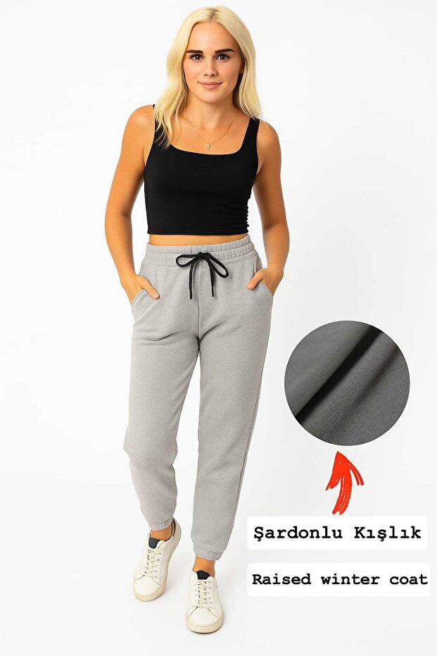 Women's 3-Thread Jogger Sweatpants Winter Ribbed
