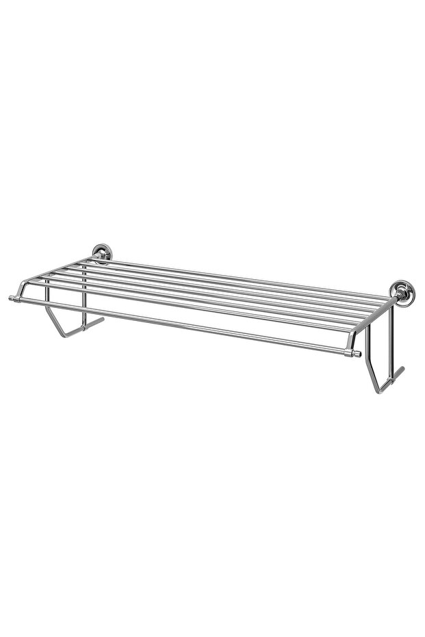 BROFJÄRDEN Wall shelf with towel rail, chrome effect, 75 x 29 cm