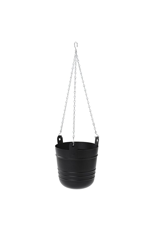 PÄRLRÖNN Hanging planter, in/outdoor/black, 15 cm