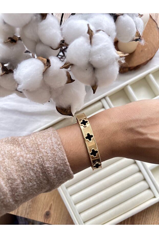 سوار منقوش على شكل البرسيم الفولاذي - 3