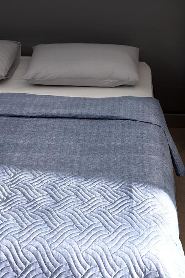 Yeni Sezon Delrico Çift Kişilik Baskılı Yatak Örtüsü - Mavi - MAVİ - 2