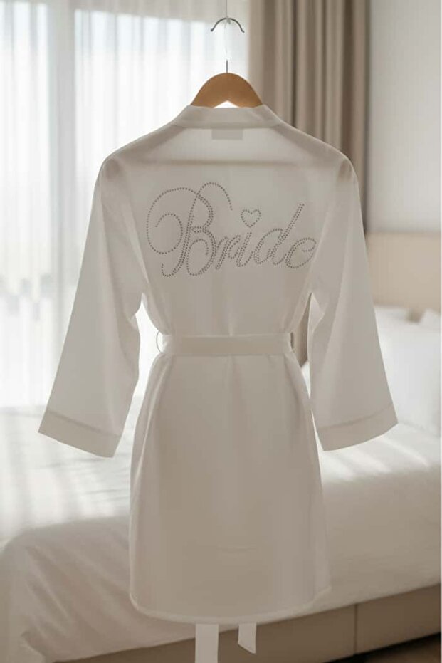 Bride Satin Dressing Gown - Ecru - Size m