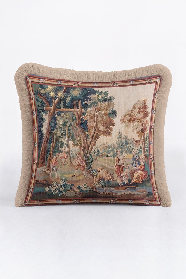 Elegant Rococo Luxury Fringed Pillowcase-Avant-Garde Classical Pastoral Beige Vintage Tassels Throw Pillow Cover