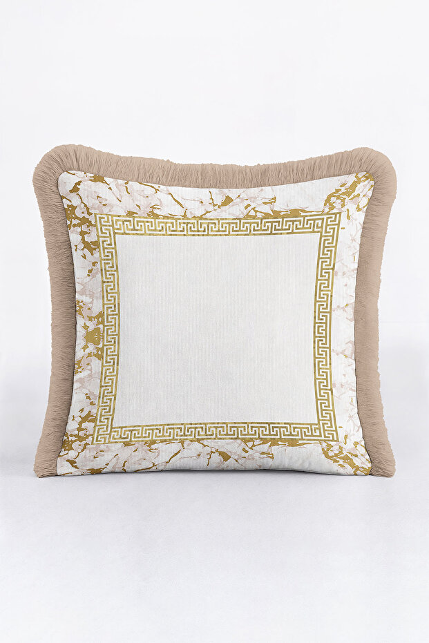 Aesthetic Marble Framed Fringed Pillowcase - Luxury Gold Color Modern Tufted Throw Pillow Cover