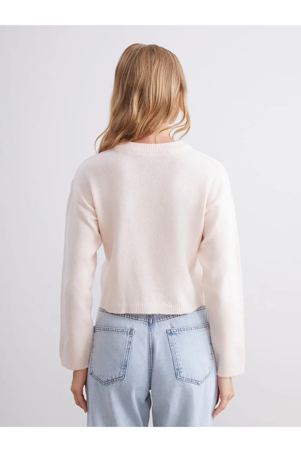 XSIDEPembe Bisiklet Yaka Kadın Triko Hırka - 3