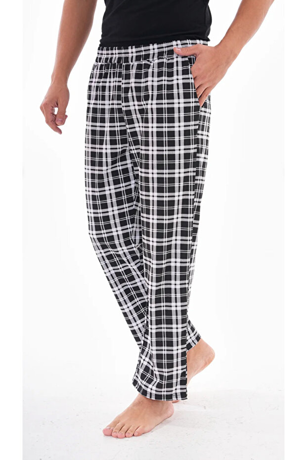 Ekoseli Kare Desenli Unisex Pijama Altı - 2