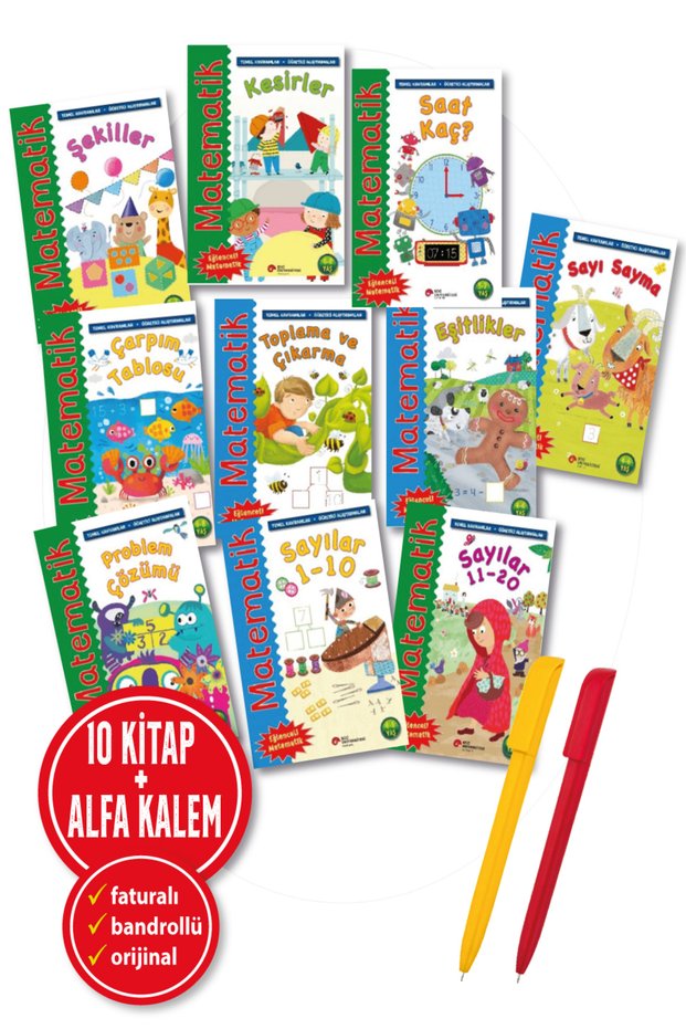 Alfa Kalem+Rosie Neave 10 Books (Shapes+Subtraction+How Many?+Multiplication Table+Addition)