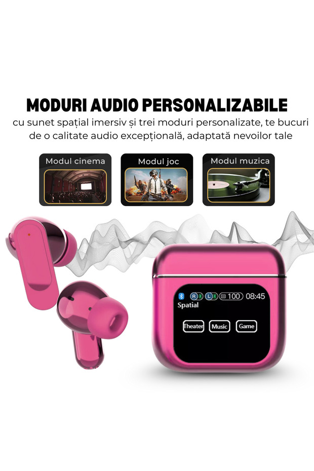 Casti Wireless In Ear, Carcasa Touch Screen, Bluetooth 5.4, Anulare Zgomot ANC + ENC, Mov, easyCTRL® - 4
