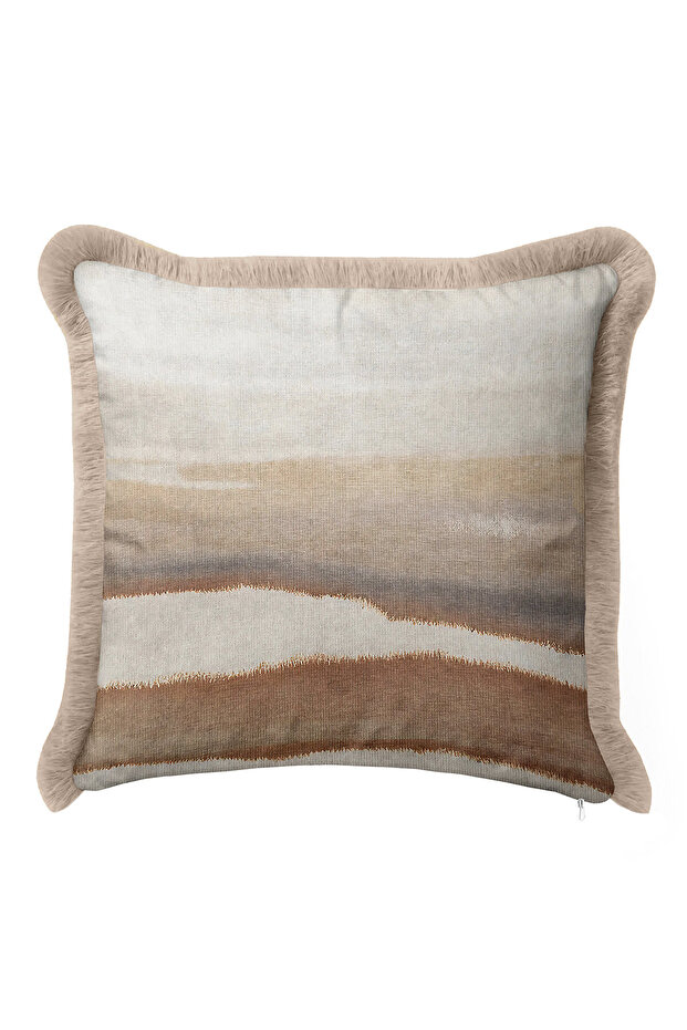 Luxury Natural Tone Fringed Pillowcase - Simple Elegant Bohemian Beige Tassel Throw Pillow Cover