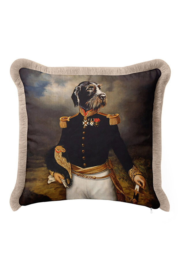 Saraya Elegance Baroque Luxury Fringed Pillowcase-Uniform Dog Pattern Tassel Throw Pillow Cover