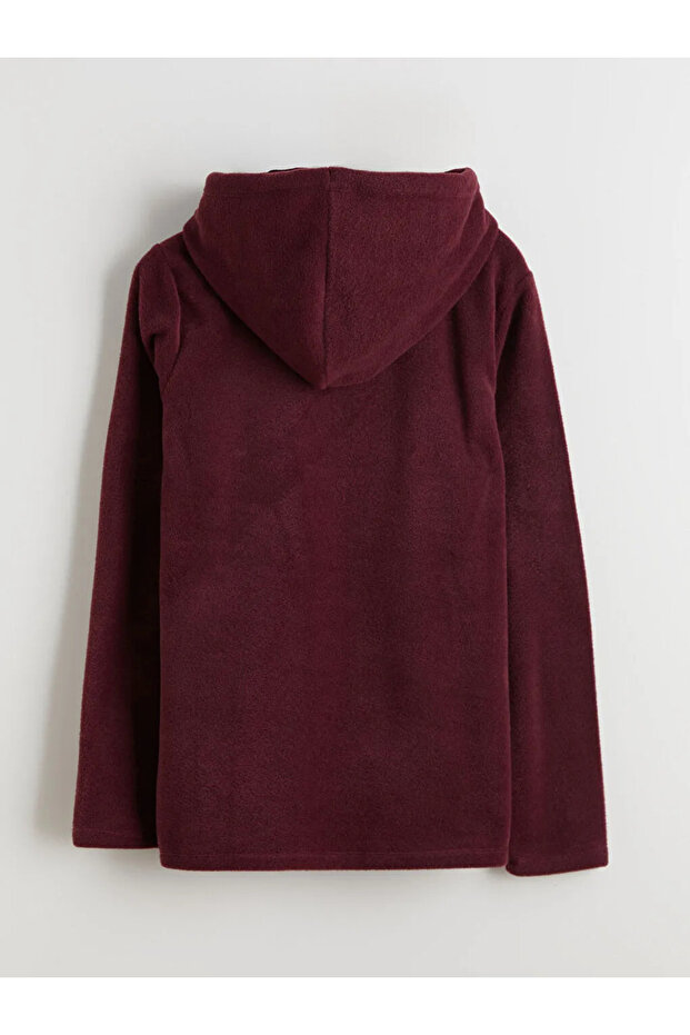 LCWAIKIKI BasicMürdüm Kapüşonlu Kadın Fermuarlı Sweatshirt - 3