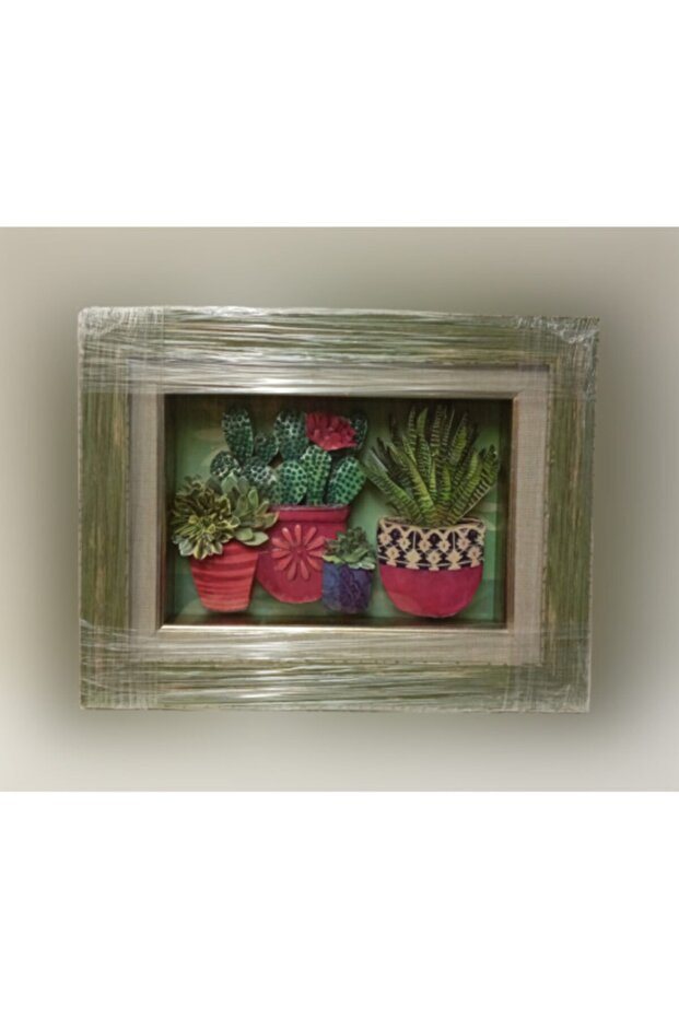 Saksıda Çiçekler Temalı 3d Kağıt Rölyef Tablo - 1