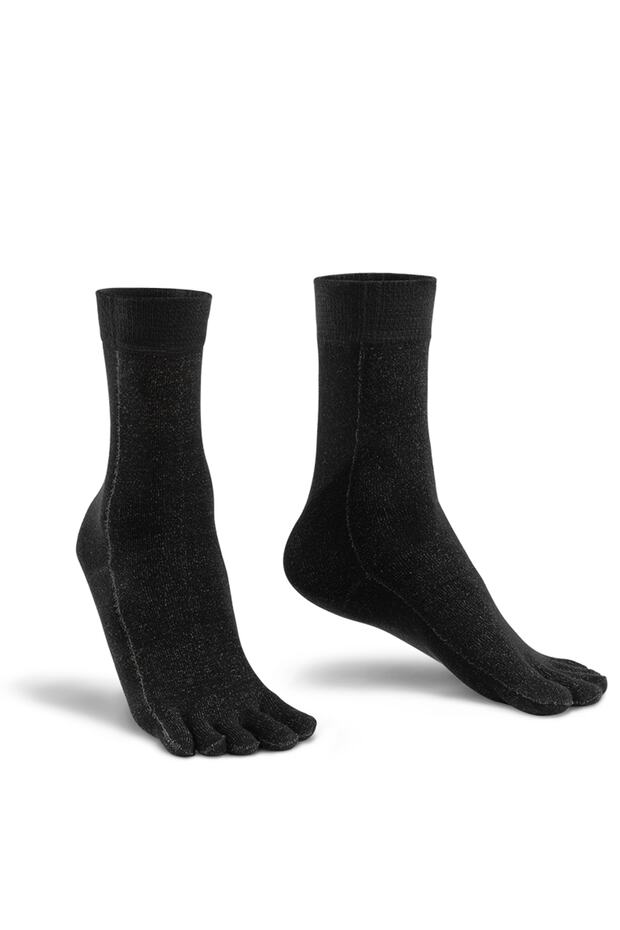 Women's Black Anti-Fungal Toe Socket Silver Socks