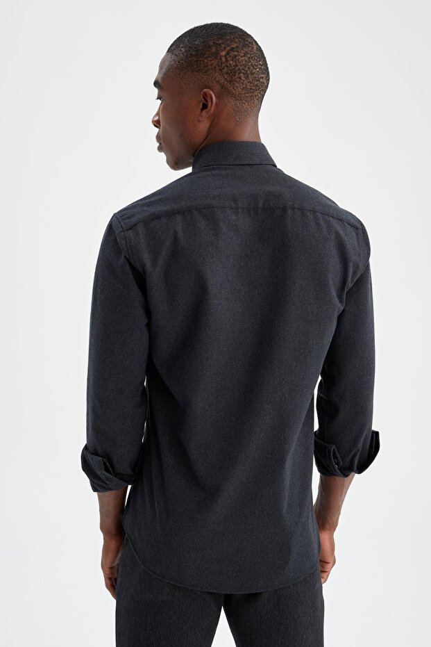 Modern Fit basic Uzun Kollu Oduncu Gömlek - 5