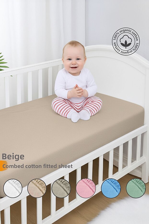 100% Combed Cotton, Elastic Baby Bed Sheet, Organic Cotton, Mother's Side, Park Crib Sheet