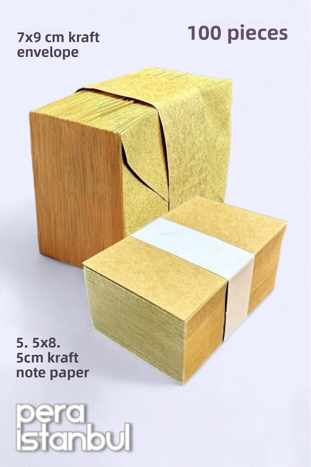 100Pcs Mini Envelope 70Mmx90Mm Kraft Envelope Gift Birthday Wishes Envelope with Kraft Note Card