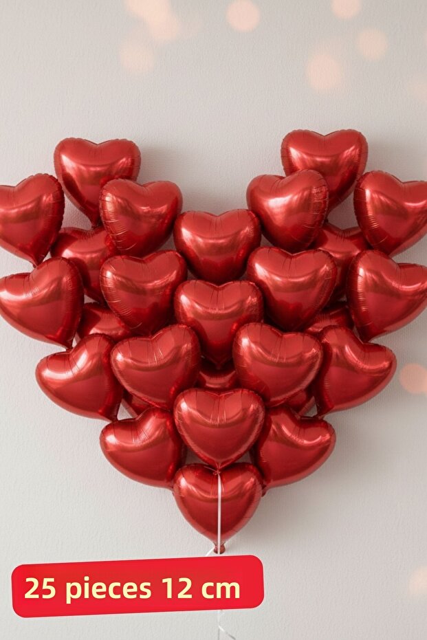 25Pcs Little Red Heart Foil Balloon Valentine's Day Marriage Proposal Romantic Celebration Ornament Material