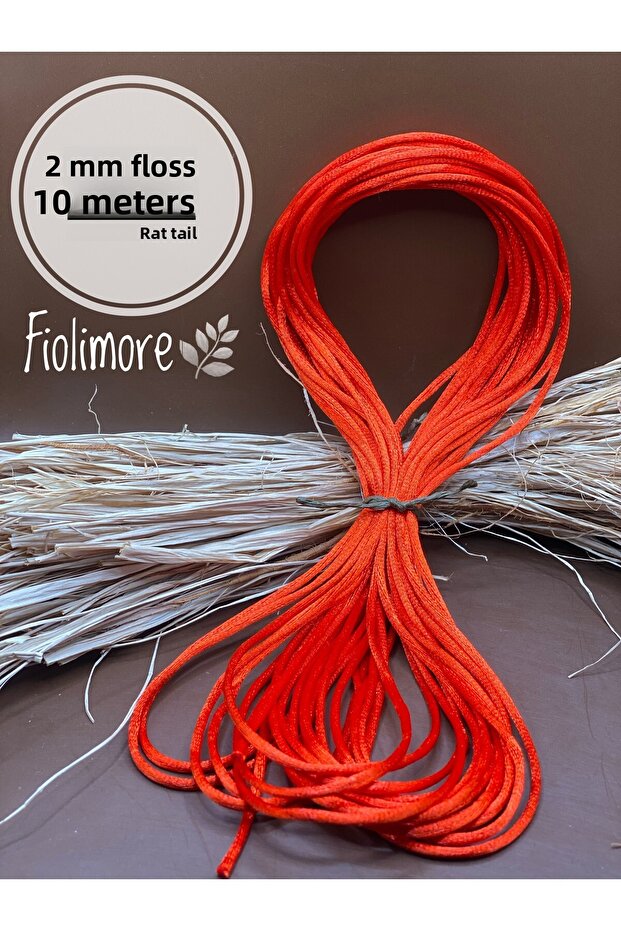 Floss Rope Red Color (Rat Tail) 2 mm 10 Meters Jewelry Bracelet Rope