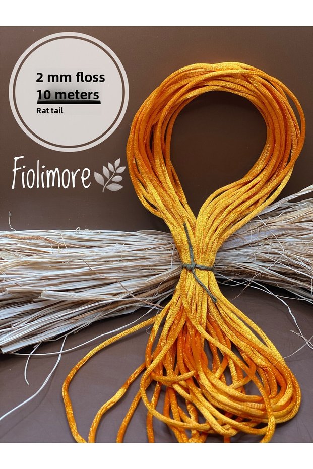 Floss Thread Orange Color (Rat Tail) 2 mm 10 Meters Jewelry Bracelet Thread