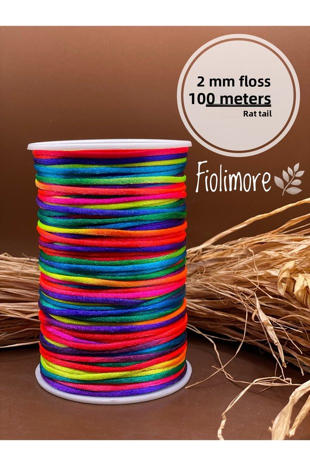 Flushing Thread 2 mm Mixed Color (Rat Tail) (1 Coil 100 Meters) Multicolor Jewelry Accessory Thread