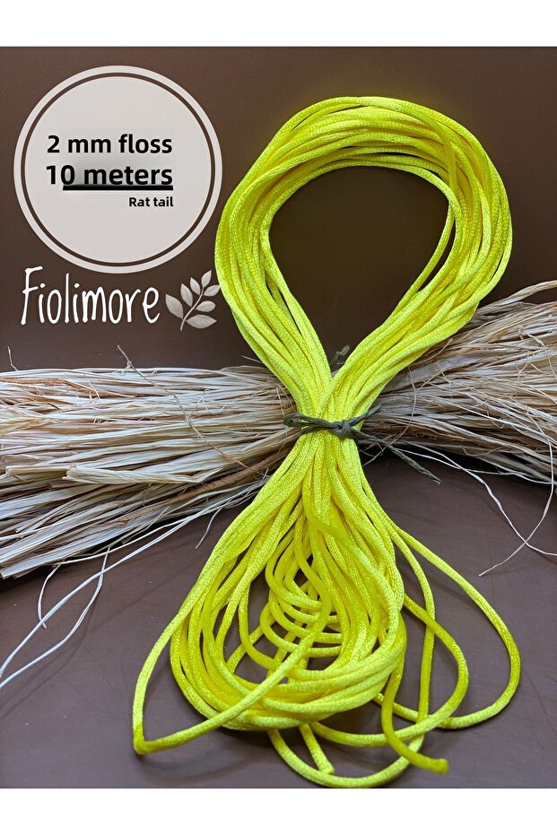 Flashing Rope Neon Yellow Color (Rat Tail) 2 mm 10 Meters Jewelry Bracelet Rope