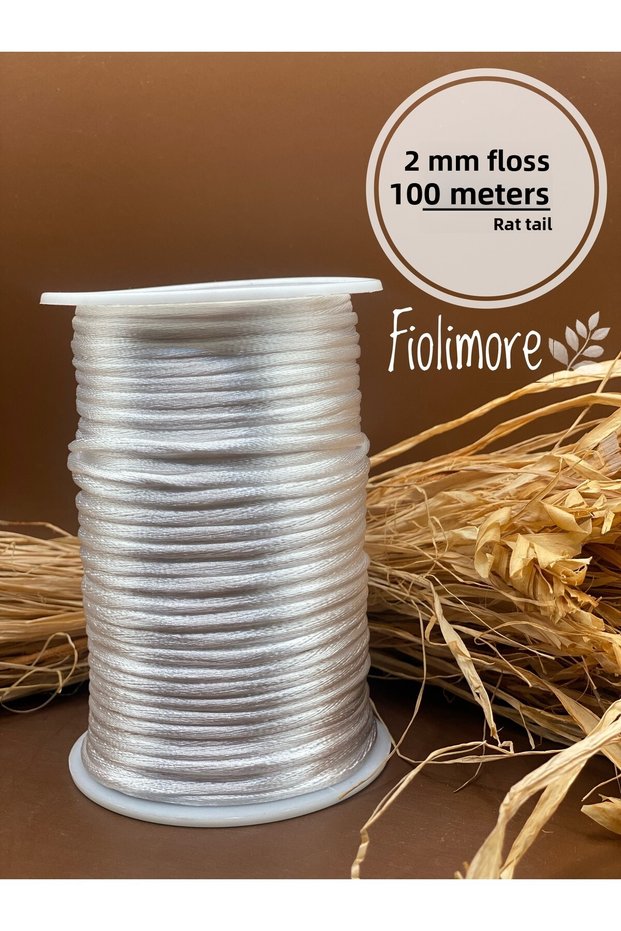 Flush Thread White Color (Rat Tail) (1 Coil 100 Meters) Jewelry Accessory