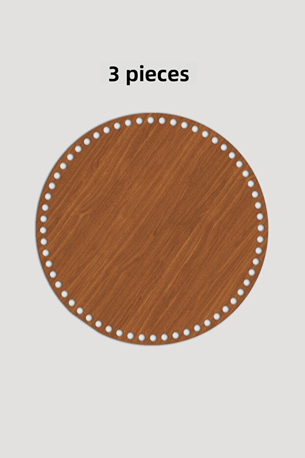 Wooden Round Basket Tray Base 27 cm 3 Pieces Walnut 3mm