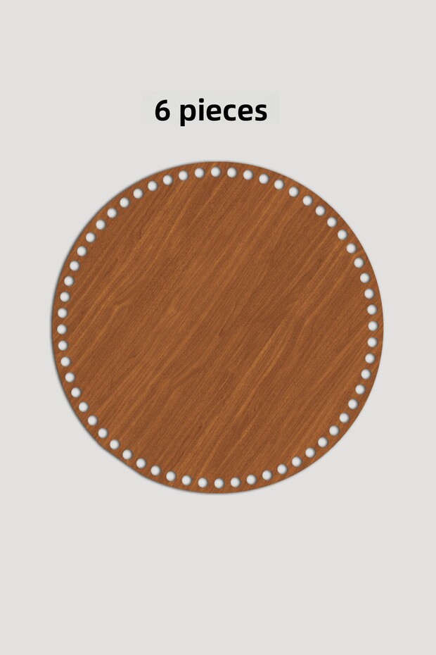 Wooden Round Basket Tray Base 13 cm 6 Pieces Walnut 3mm