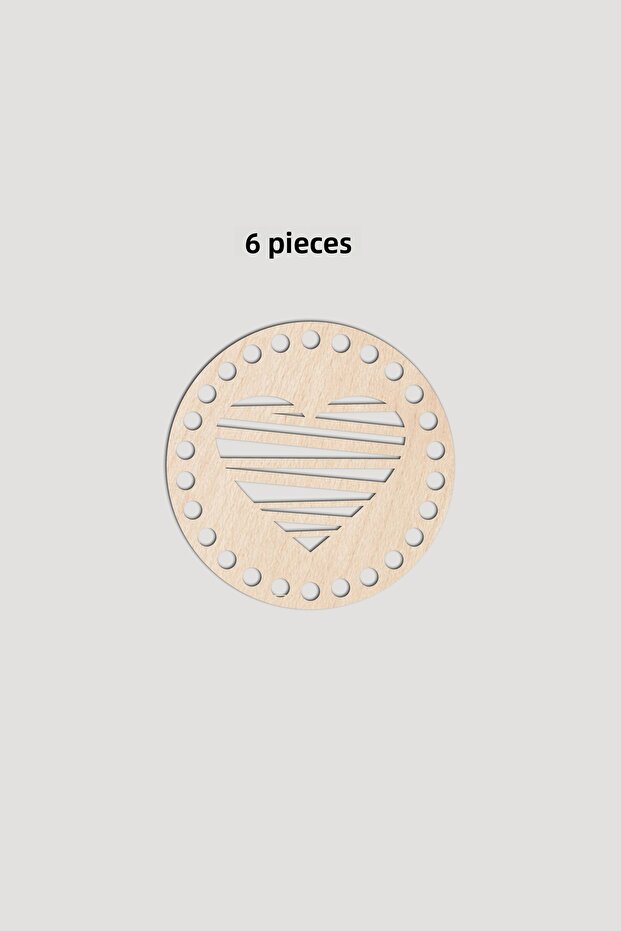 Wooden Round Heart Basket Tray Base 12X12 cm 6 Pieces Maple 3mm
