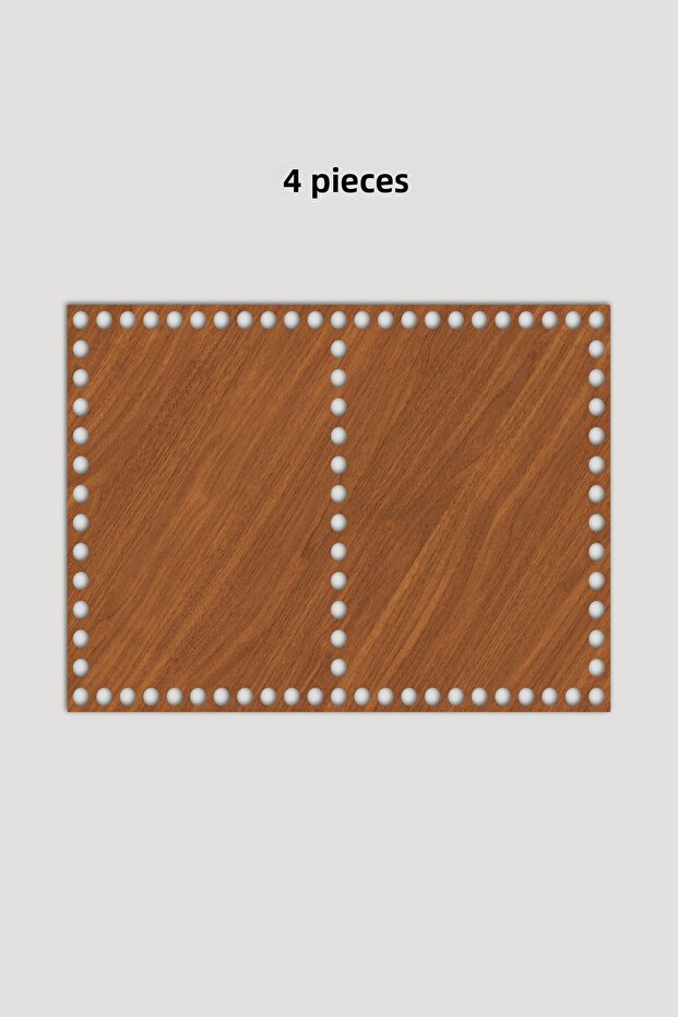 قاعدة خشبية مستطيلة - صينية سلة بفتحة في الوسط 20×30 سم 4 قطع من خشب الجوز 3 مم
