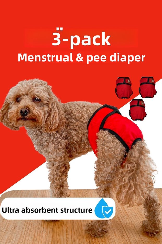 3-Pack of Advantageous Menstrual Panties & Pee Pads for Female Dogs