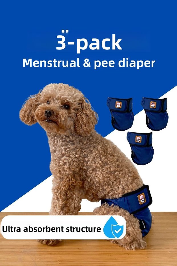 3-Pack of Advantageous Menstrual Panties & Pee Pads for Female Dogs