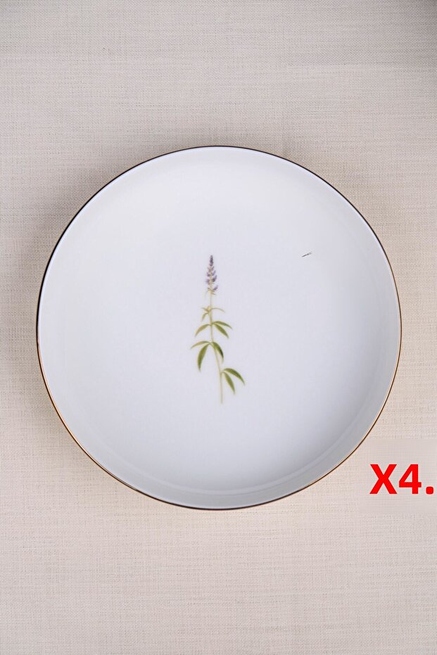 Tabak Evi Porcelain Natura Cluster Gold Gilded Deep Plate 18.50cm Set of 4